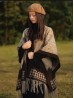 Premium Soft Abstract Patterned Cape W/ Fringes